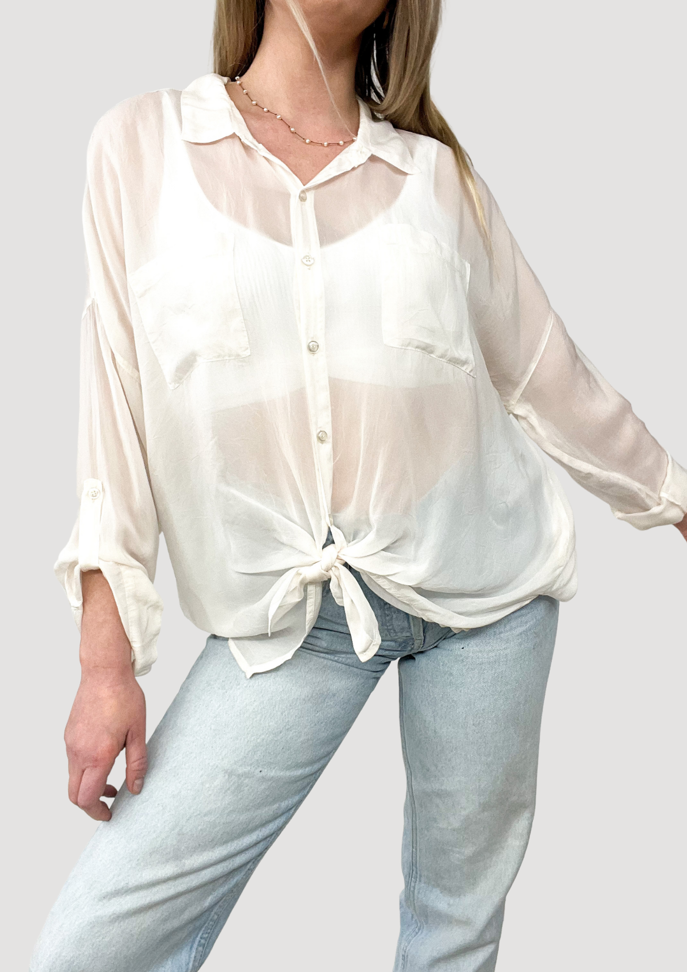White sheer blouse
